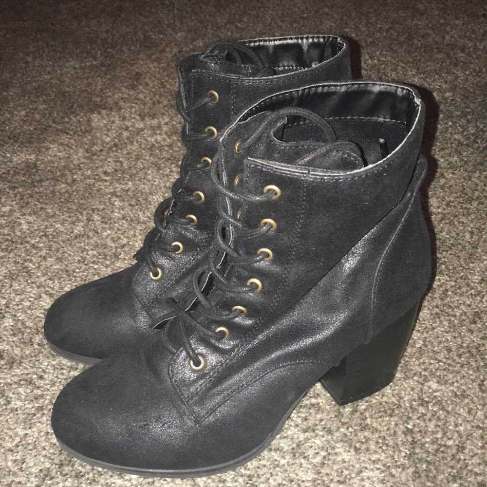 black over the ankle wedges